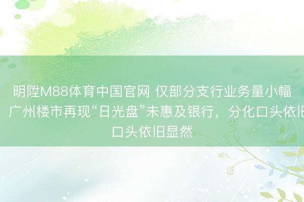 明陞M88体育中国官网 仅部分支行业务量小幅飞腾，广州楼市再现“日光盘”未惠及银行，分化口头依旧显然
