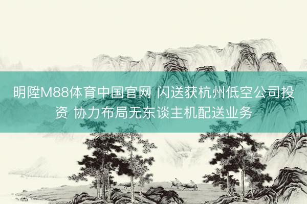 明陞M88体育中国官网 闪送获杭州低空公司投资 协力布局无东谈主机配送业务