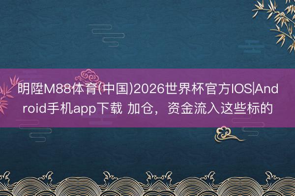 明陞M88体育(中国)2026世界杯官方IOS|Android手机app下载 加仓，资金流入这些标的