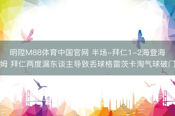 明陞M88体育中国官网 半场-拜仁1-2海登海姆 拜仁两度漏东谈主导致丢球格雷茨卡淘气球破门