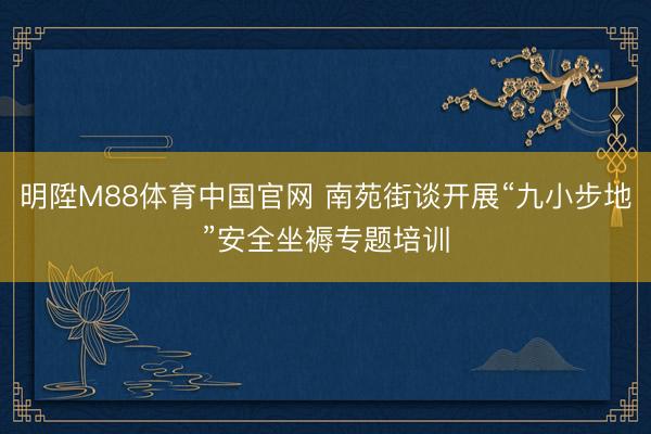 明陞M88体育中国官网 南苑街谈开展“九小步地”安全坐褥专题培训